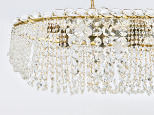 Lámpara de araña zepelín de 58" de cristal y latón J.T. Kalmar Josef Frank, Viena, años 50
