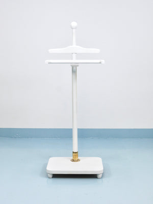 1920s Art Nouveau White & Brass Valet Jugendstil Clothing Stand, Vienna, Austria