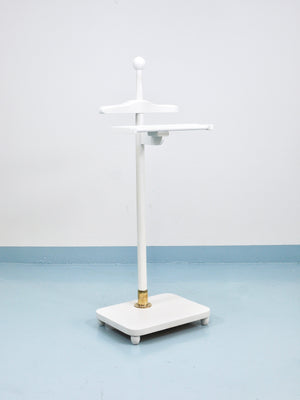 1920s Art Nouveau White & Brass Valet Jugendstil Clothing Stand, Vienna, Austria