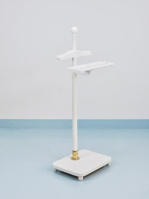 1920s Art Nouveau White & Brass Valet Jugendstil Clothing Stand, Vienna, Austria