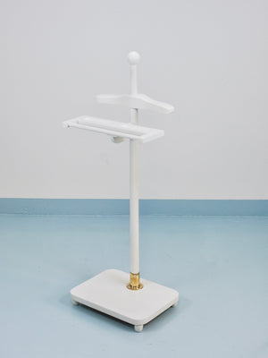 1920s Art Nouveau White & Brass Valet Jugendstil Clothing Stand, Vienna, Austria