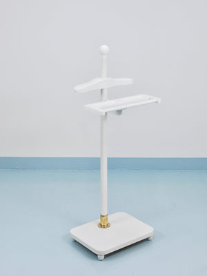 1920s Art Nouveau White & Brass Valet Jugendstil Clothing Stand, Vienna, Austria