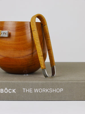 Carl Aubock Sugar Bowl & Tongs, Walnut, Nickel, Cane, no. 3536, Vienna, 1940s