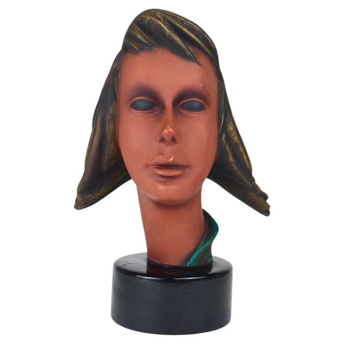 Gran busto de cabeza femenina, mujer joven, terracota, Austria, años 50