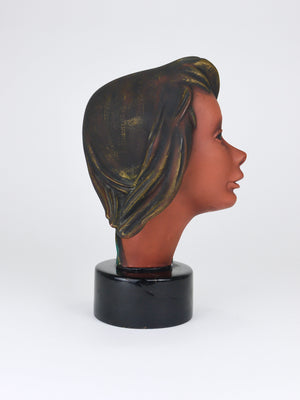 Large Mid-Century Female Bust Head, Young Woman, Terracotta, Austria, 1950s