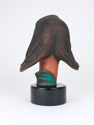 Large Mid-Century Female Bust Head, Young Woman, Terracotta, Austria, 1950s