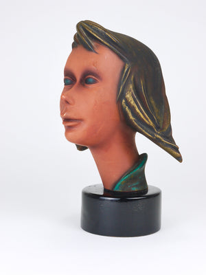 Large Mid-Century Female Bust Head, Young Woman, Terracotta, Austria, 1950s