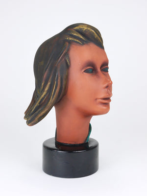 Large Mid-Century Female Bust Head, Young Woman, Terracotta, Austria, 1950s