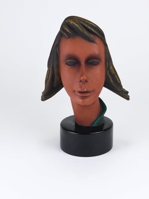 Large Mid-Century Female Bust Head, Young Woman, Terracotta, Austria, 1950s