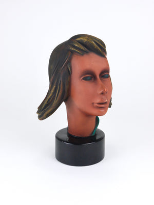 Large Mid-Century Female Bust Head, Young Woman, Terracotta, Austria, 1950s