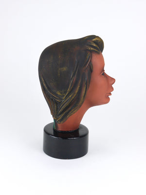 Large Mid-Century Female Bust Head, Young Woman, Terracotta, Austria, 1950s