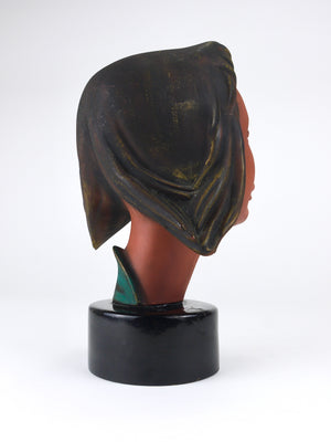 Large Mid-Century Female Bust Head, Young Woman, Terracotta, Austria, 1950s