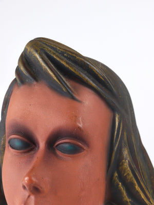 Large Mid-Century Female Bust Head, Young Woman, Terracotta, Austria, 1950s
