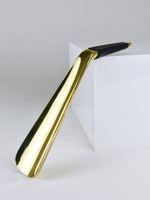 Carl Auböck Brass Shoehorn no. 4225, Leather Handle, Vienna, 1950s