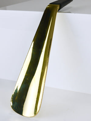 Carl Auböck Brass Shoehorn no. 4225, Leather Handle, Vienna, 1950s