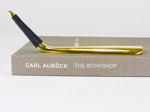 Carl Auböck Brass Shoehorn no. 4225, Leather Handle, Vienna, 1950s