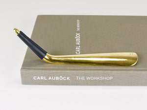 Carl Auböck Brass Shoehorn no. 4225, Leather Handle, Vienna, 1950s