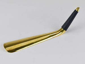 Carl Auböck Brass Shoehorn no. 4225, Leather Handle, Vienna, 1950s