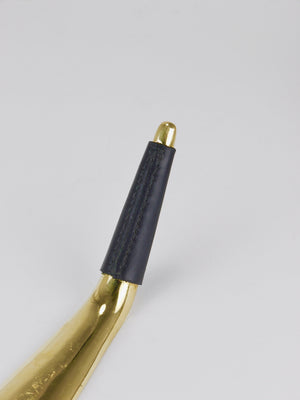 Carl Auböck Brass Shoehorn no. 4225, Leather Handle, Vienna, 1950s