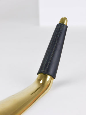 Carl Auböck Brass Shoehorn no. 4225, Leather Handle, Vienna, 1950s