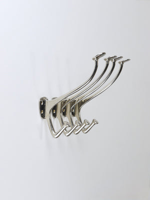 Up to 4 Adolf Loos Art Nouveau Nickel Brass Wall Hooks Café Capua Vienna, 1900s