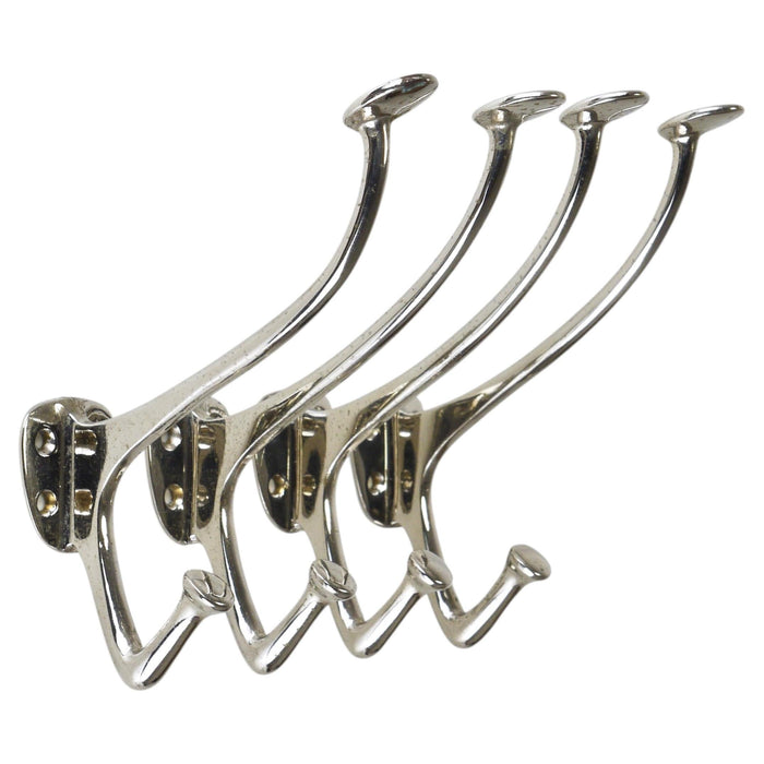 Up to 4 Adolf Loos Art Nouveau Nickel Brass Wall Hooks Café Capua Vienna, 1900s