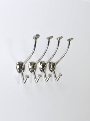 Up to 4 Adolf Loos Art Nouveau Nickel Brass Wall Hooks Café Capua Vienna, 1900s