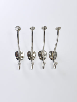 Up to 4 Adolf Loos Art Nouveau Nickel Brass Wall Hooks Café Capua Vienna, 1900s