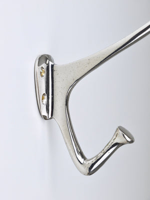 Up to 4 Adolf Loos Art Nouveau Nickel Brass Wall Hooks Café Capua Vienna, 1900s