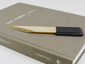 Carl Aubock Large Letter Opener Knife No. 4215, Brass, Leather, Vienna 1950s