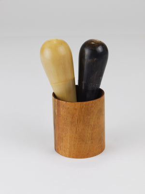 Carl Aubock II „The Bombs“ Salt Pepper Shakers, Walnut & Horn, Vienna, 1950s