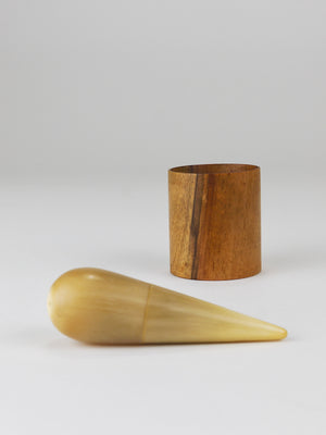 Carl Aubock II „The Bombs“ Salt Pepper Shakers, Walnut & Horn, Vienna, 1950s