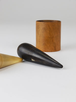Carl Aubock II „The Bombs“ Salt Pepper Shakers, Walnut & Horn, Vienna, 1950s