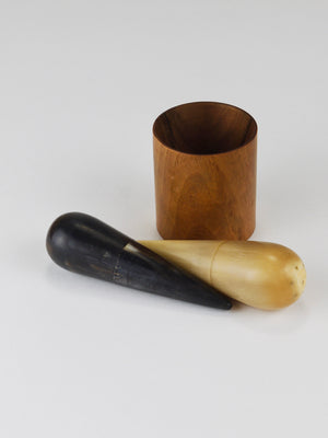 Carl Aubock II „The Bombs“ Salt Pepper Shakers, Walnut & Horn, Vienna, 1950s