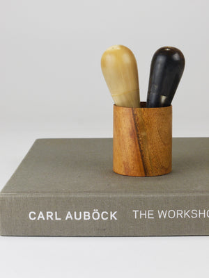 Carl Aubock II „The Bombs“ Salt Pepper Shakers, Walnut & Horn, Vienna, 1950s