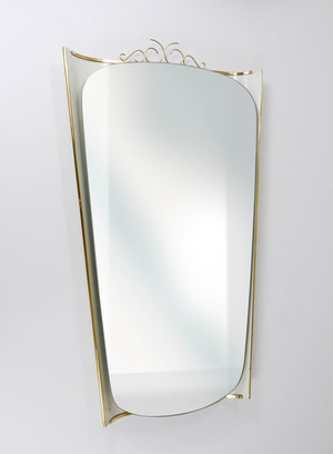 Miroir mural lumineux Mid-Century avec couronne en laiton, par Ernest Igl pour Hillebrand