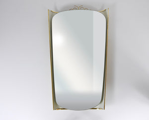 Miroir mural lumineux Mid-Century avec couronne en laiton, par Ernest Igl pour Hillebrand