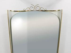 Miroir mural lumineux Mid-Century avec couronne en laiton, par Ernest Igl pour Hillebrand