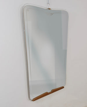 Grand Paolo Buffa Cherry & Brass Wall Mirror, Mid-Century Italy, ca. 1940s