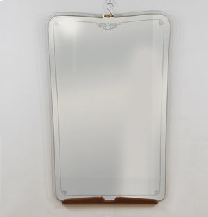 Grand Paolo Buffa Cherry & Brass Wall Mirror, Mid-Century Italy, ca. 1940s