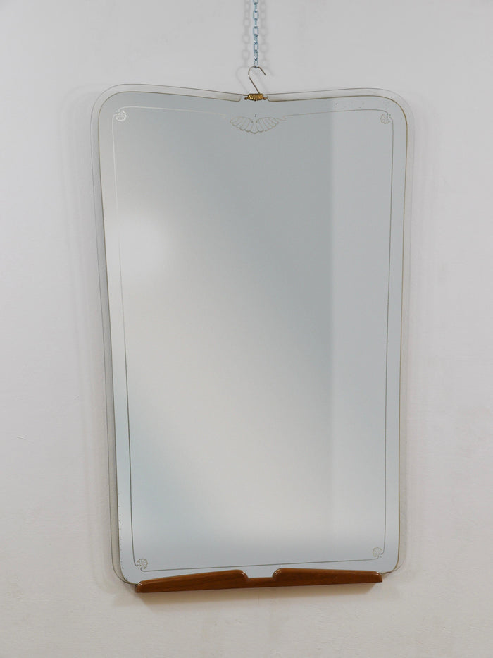 Grand Paolo Buffa Cherry & Brass Wall Mirror, Mid-Century Italy, ca. 1940s