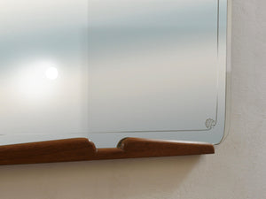 Grand Paolo Buffa Cherry & Brass Wall Mirror, Mid-Century Italy, ca. 1940s