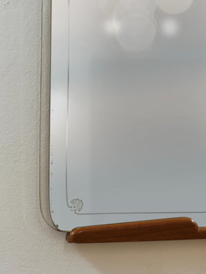 Grand Paolo Buffa Cherry & Brass Wall Mirror, Mid-Century Italy, ca. 1940s