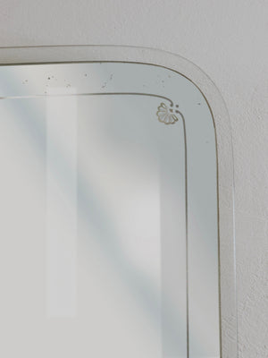 Grand Paolo Buffa Cherry & Brass Wall Mirror, Mid-Century Italy, ca. 1940s