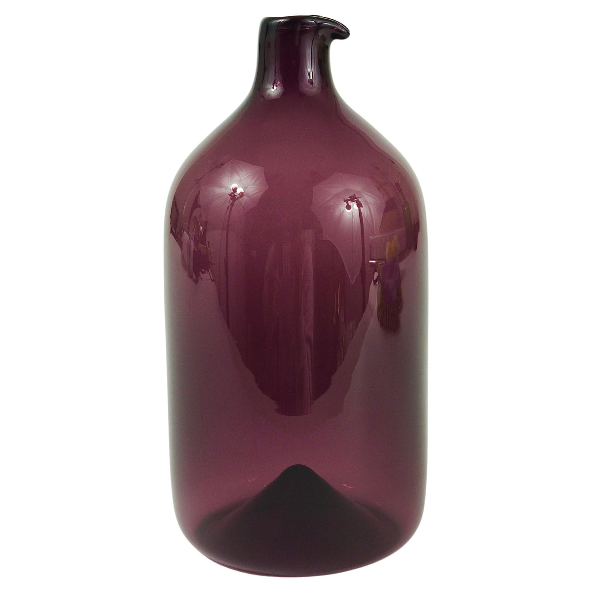 Signierte violette Timo Sarpaneva Pullo Vogel-Flaschenglasvase, Iittala, Finnland