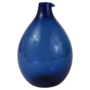 Signed Blue Timo Sarpaneva Pullo Bird Bottle Glass Vase, Iittala, Finland, 1950s