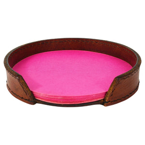Portanotas Mid-Century Carl Auböck de cuero marrón y beige, Austria, años 50