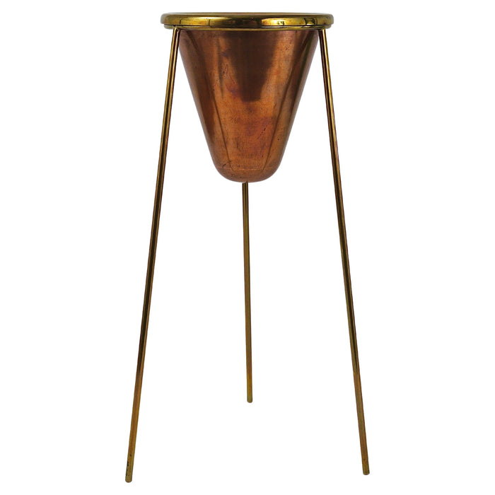 Rare Carl Aubock Copper & Brass Tripod Floor Ashtray, Austria, 1950s