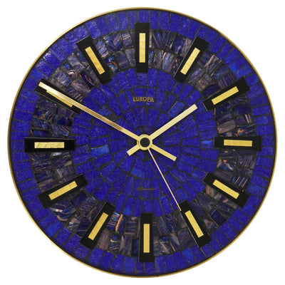Round Modernist Blue Mosaic Wall Clock "Europa, " Germany, 1950s