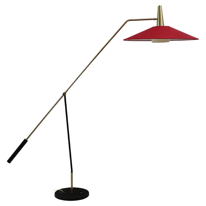 Rupert Nikoll Articulating Counterweight Midcentury Floor Lamp, Nickel, Brass